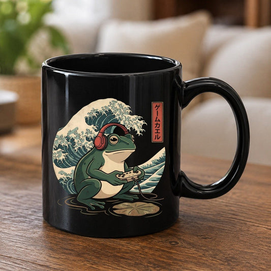 ゲームカエル gamer frog Black Mug Black product mockup