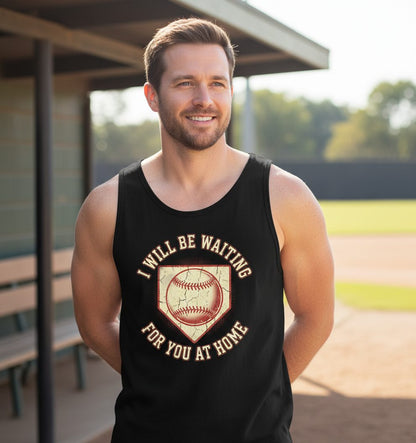 I Will Be Waiting for You at Home baseball Tank Top Black lifestyle mockup