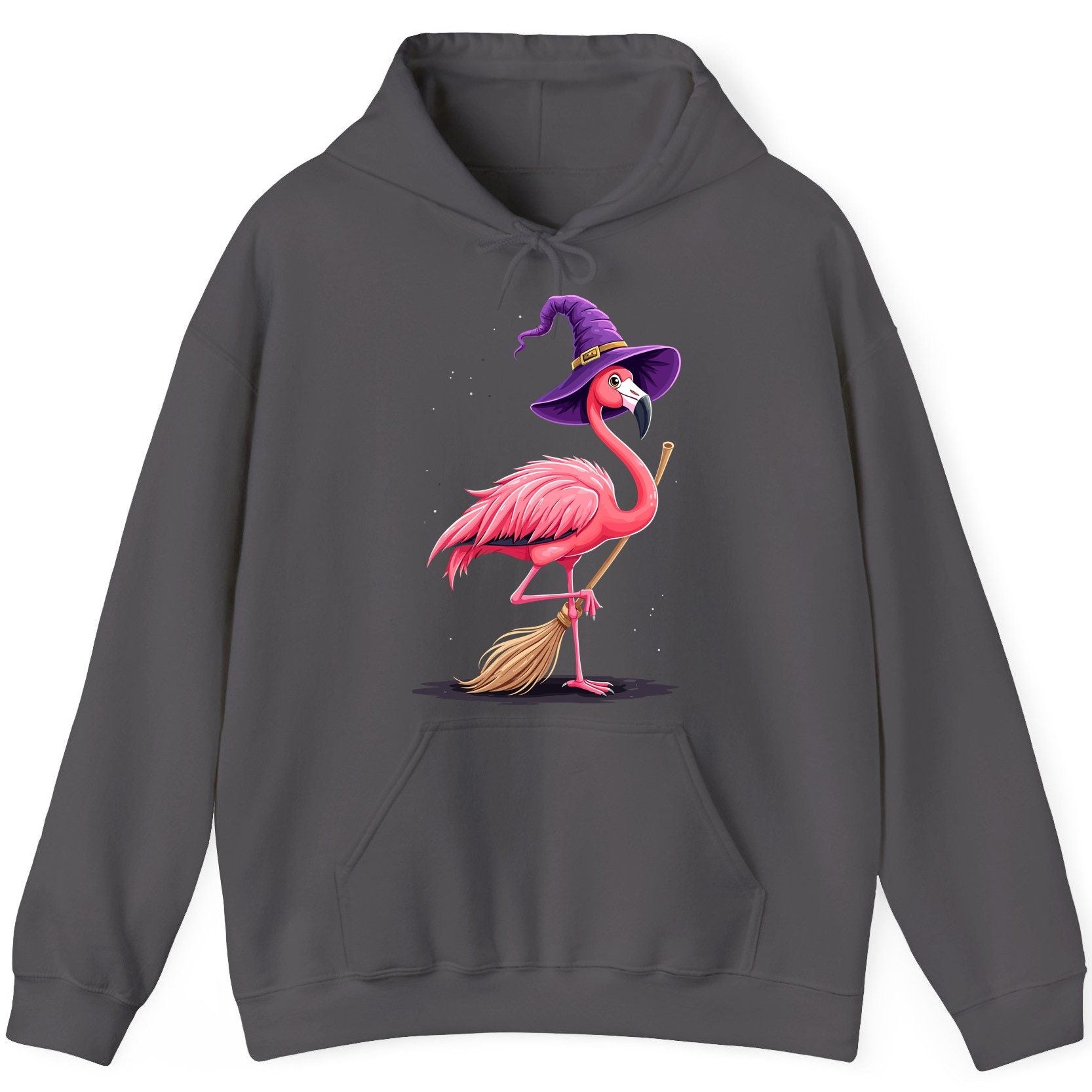 Witch Flamingo flamingo Hoodie Charcoal product mockup