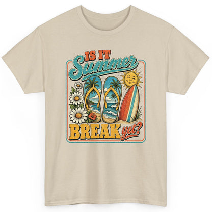 Is It Summer Break Yet Retro Vacation T-Shirt - product mockup - Sand