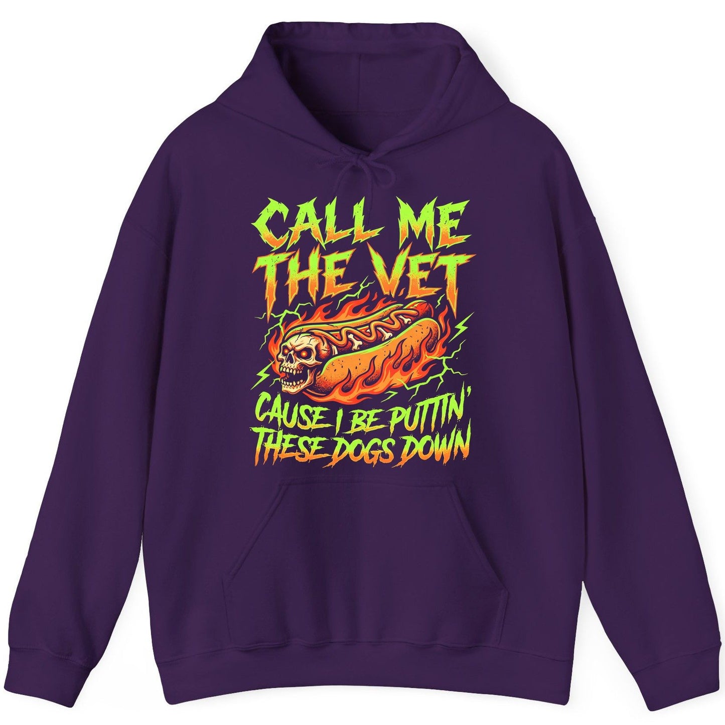 Call Me the Vet 'Cause I Be Puttin These Dogs Down sarcastic hot dog Hoodie Purple product mockup