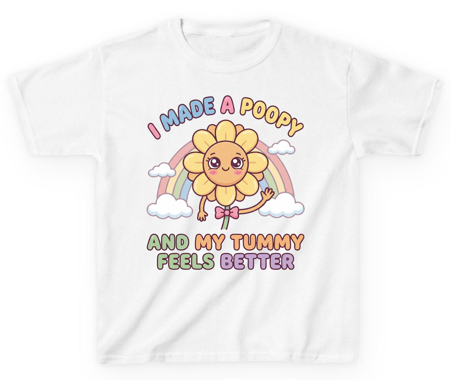 I Made a Poopy and My Tummy Feels Better potty training humor Youth T-Shirt White product mockup