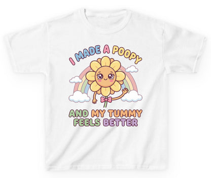 I Made a Poopy and My Tummy Feels Better potty training humor Youth T-Shirt White product mockup