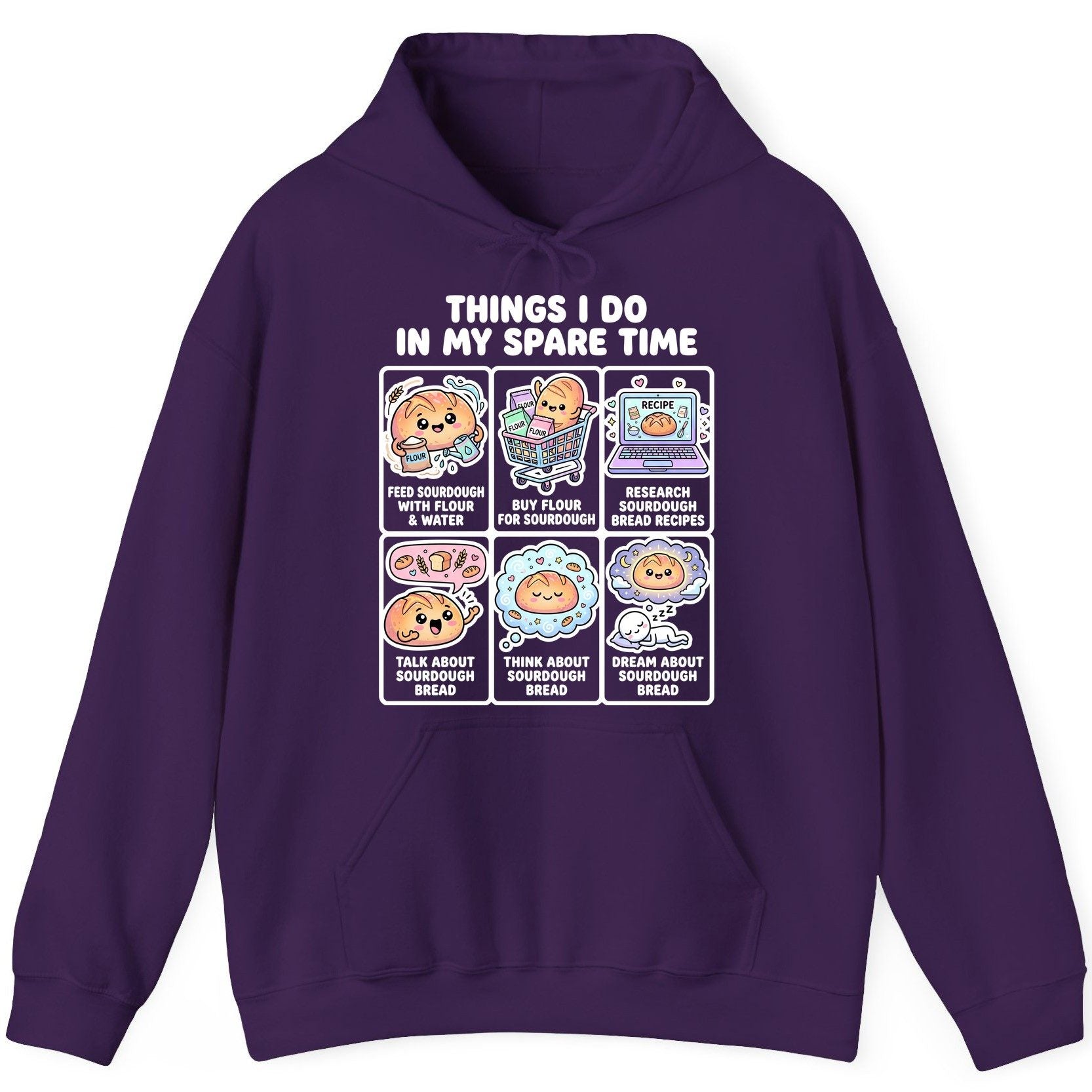 Things I Do in My Spare Time sourdough bread baking Hoodie Purple product mockup