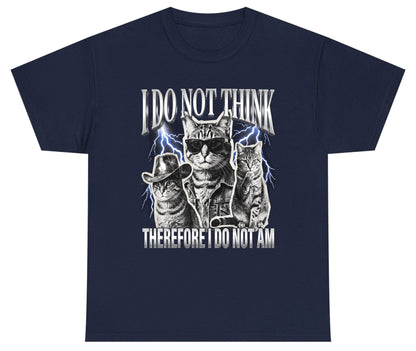 I Do Not Think Therefore I Do Not Am cats Youth T-Shirt Navy product mockup
