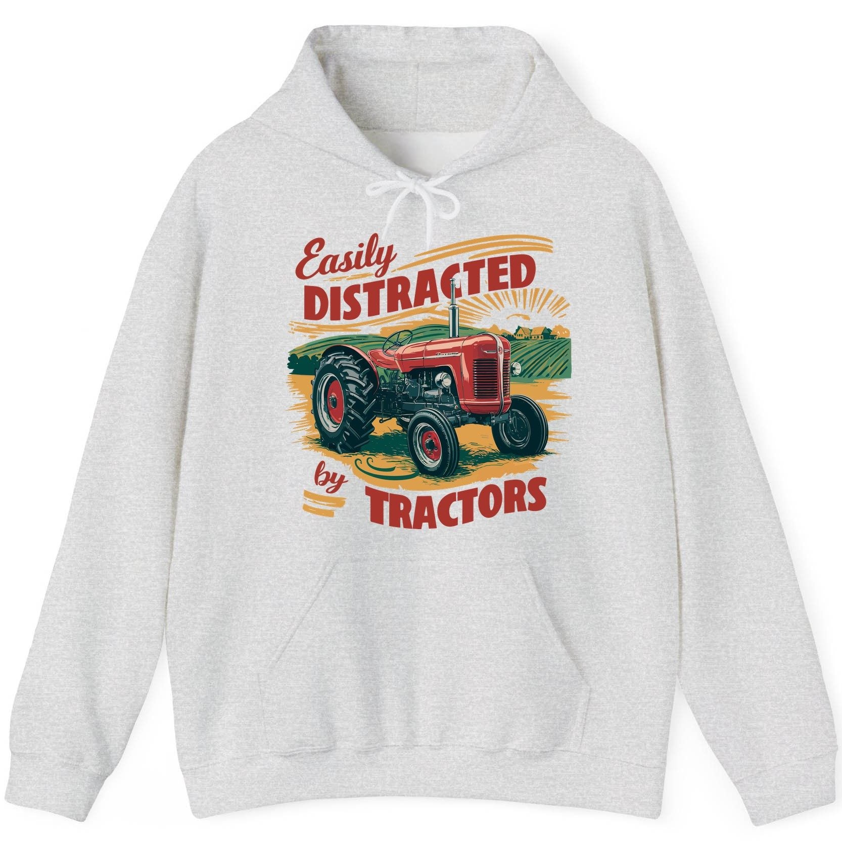 Easily Distracted by Tractors vintage tractor Hoodie Ash product mockup