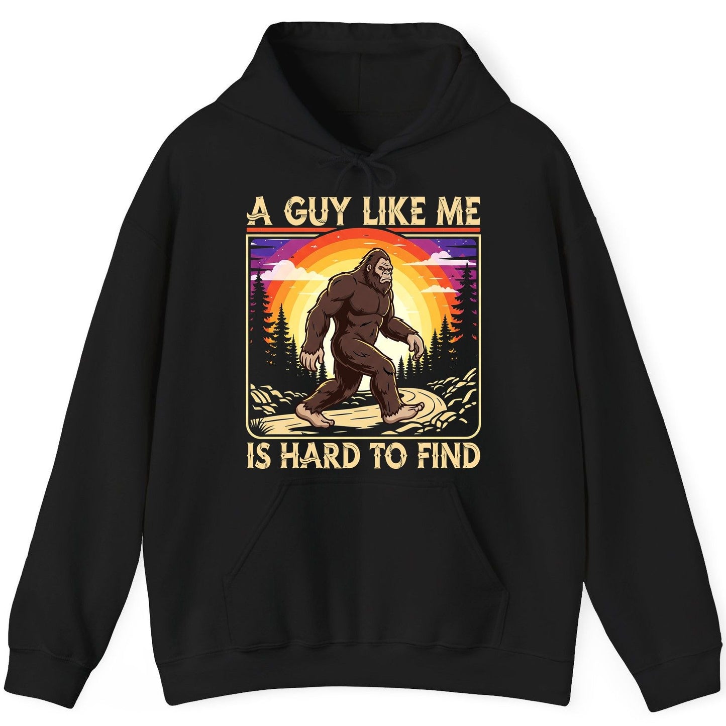 A Guy Like Me Is Hard to Find bigfoot Hoodie Black product mockup