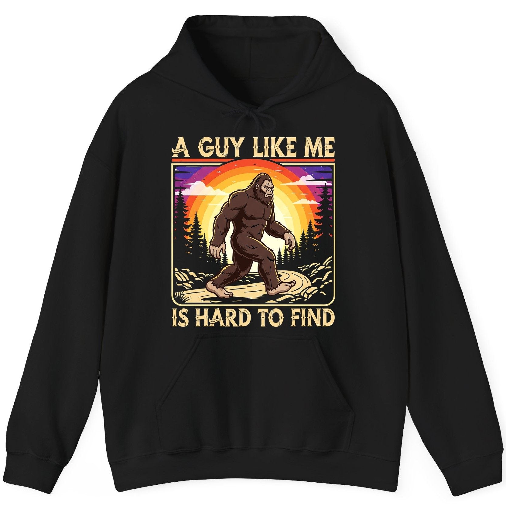 A Guy Like Me Is Hard to Find bigfoot Hoodie Black product mockup