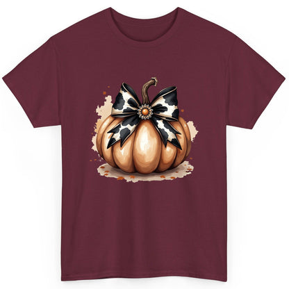 Cow Print Bow Pumpkin pumpkin T-Shirt Maroon product mockup