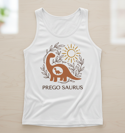 Prego Saurus Pregnant Dinosaur Tank Top - White
