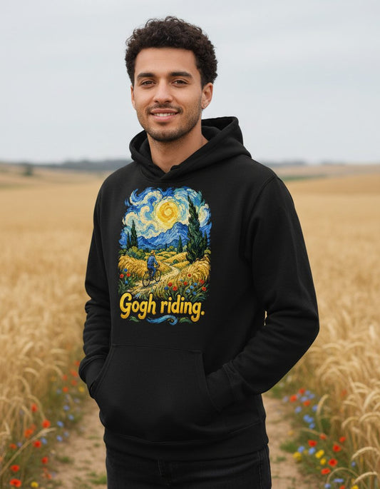 Gogh Riding van gogh art parody Hoodie Black lifestyle mockup