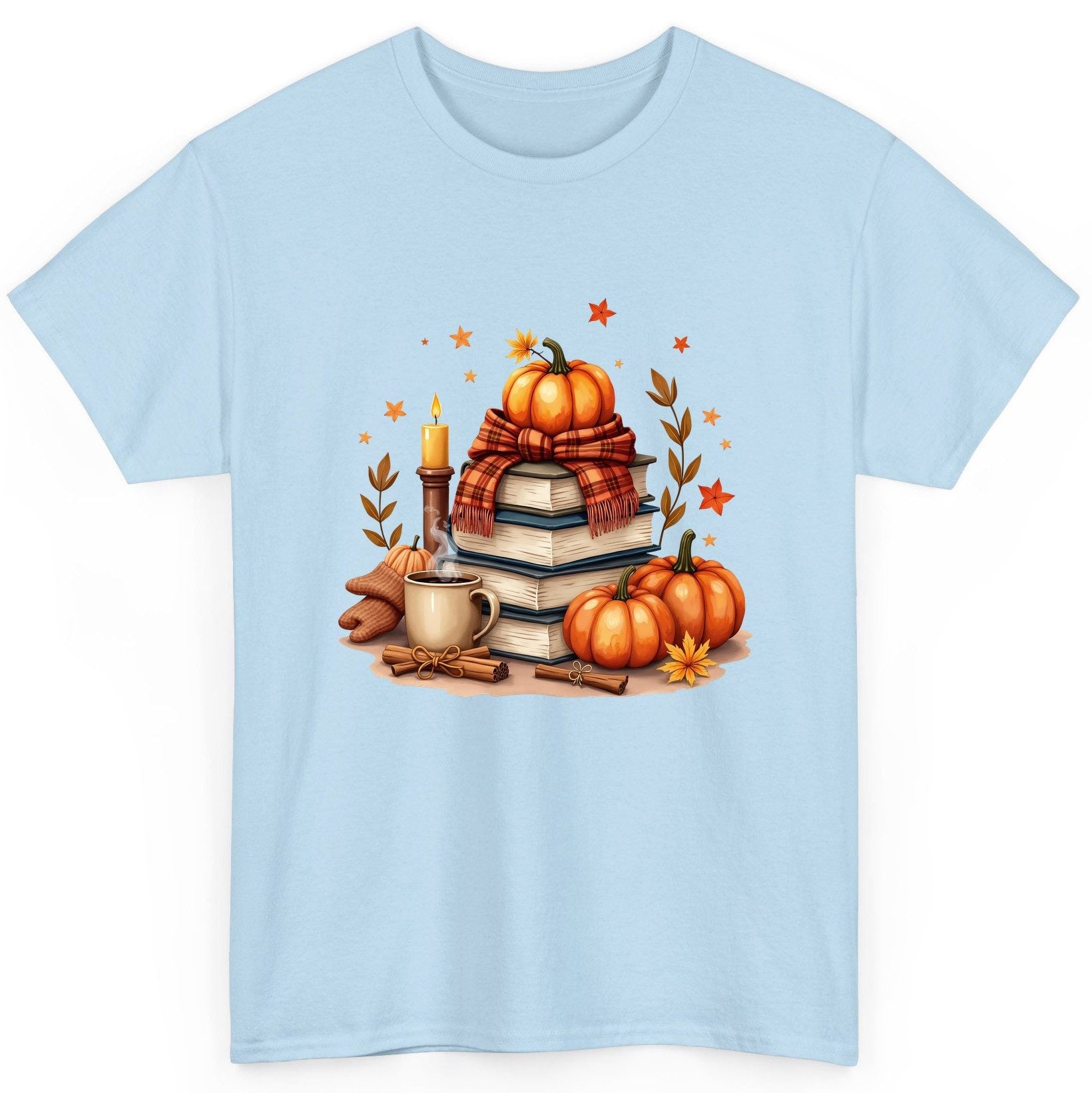 Cozy Autumn Reading Nook cozy autumn reading T-Shirt Light Blue product mockup