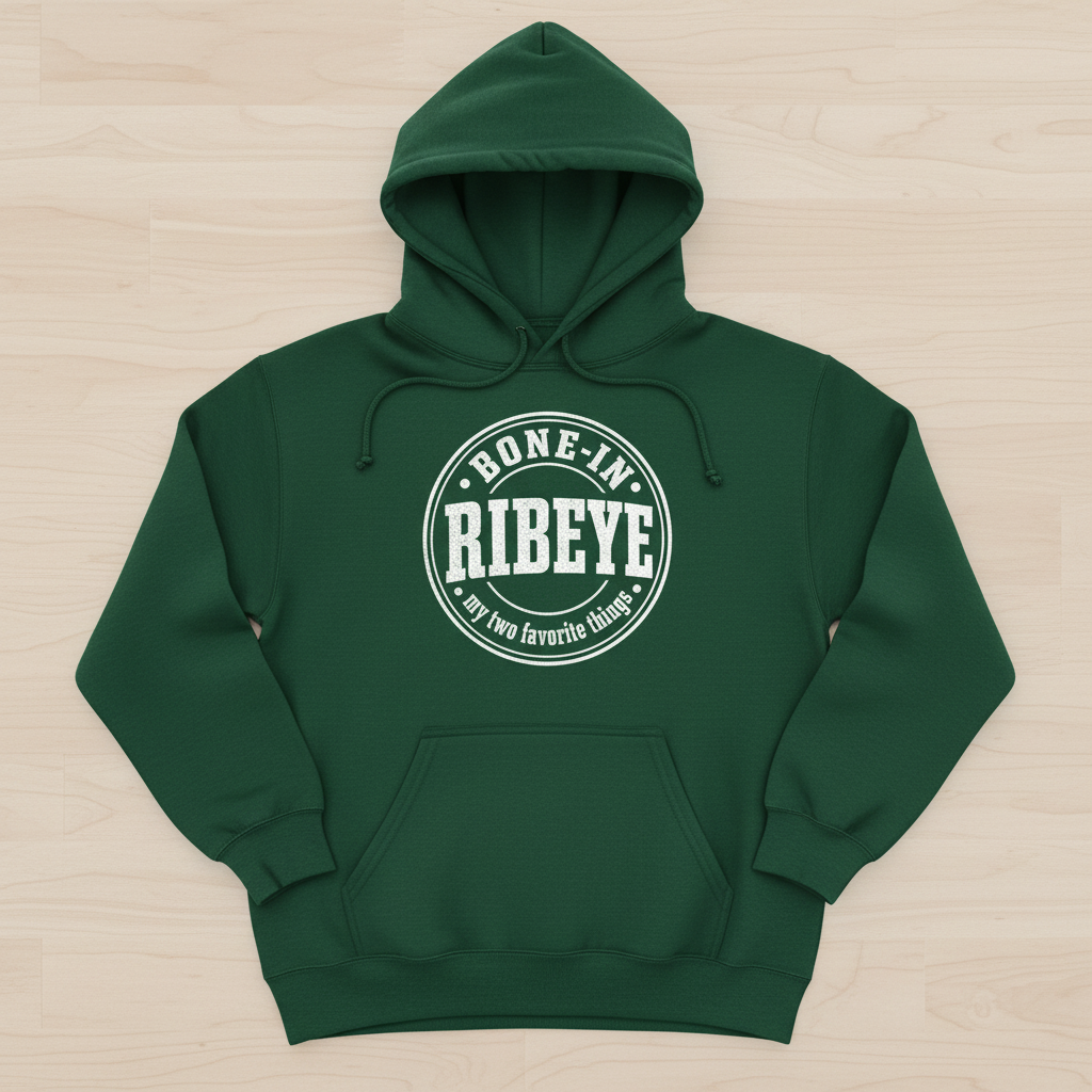 Bone-In Ribeye My Two Favorite Things Hoodie - Forest Green