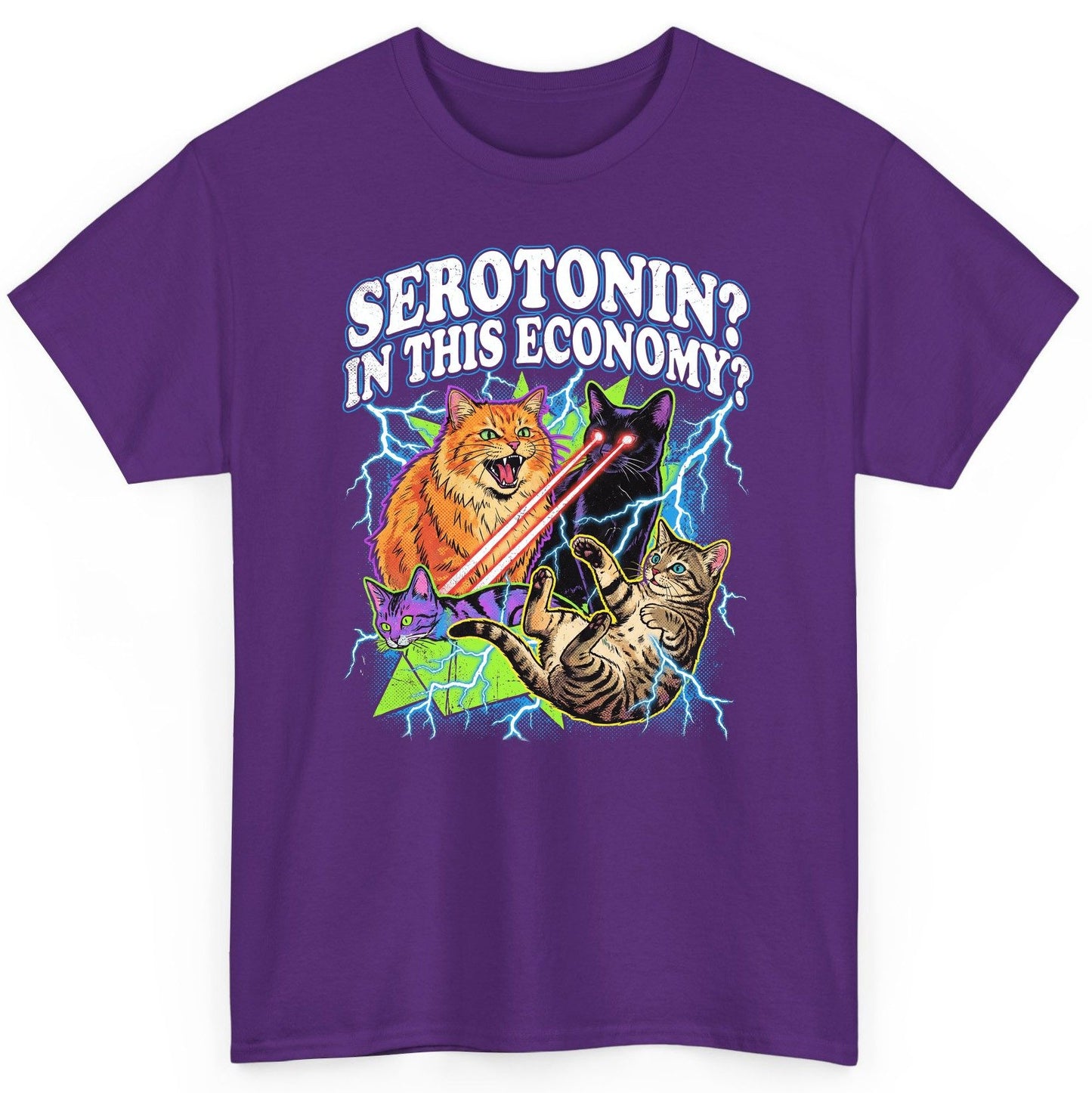 Serotonin in This Economy? cats T-Shirt Purple product mockup