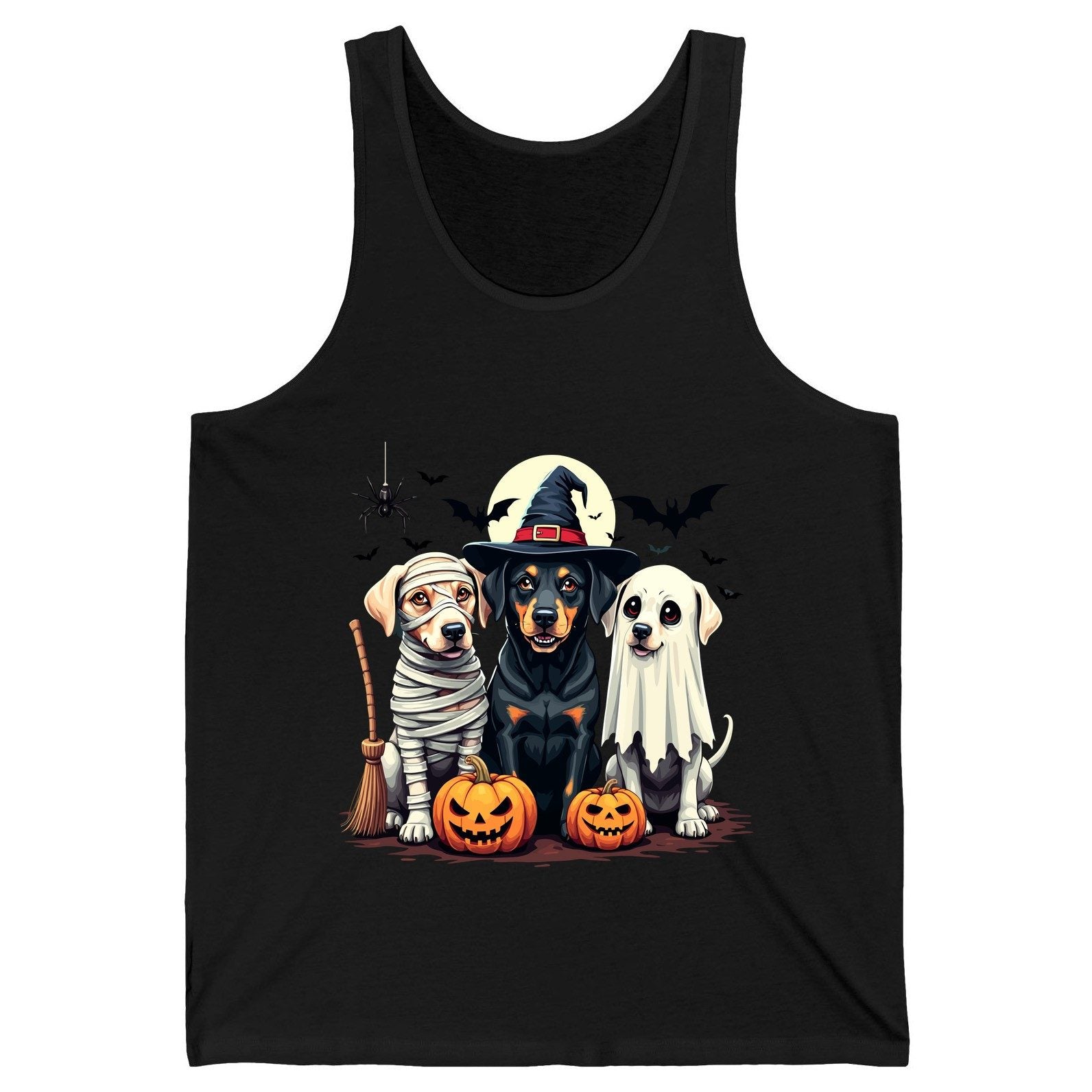 Halloween Dogs in Costumes dogs in Halloween costumes Tank Top Black product mockup