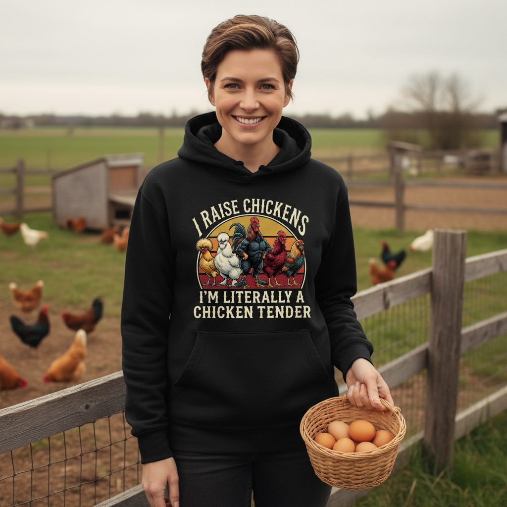 I Raise Chickens I'm Literally a Chicken Tender chickens Hoodie Black lifestyle mockup