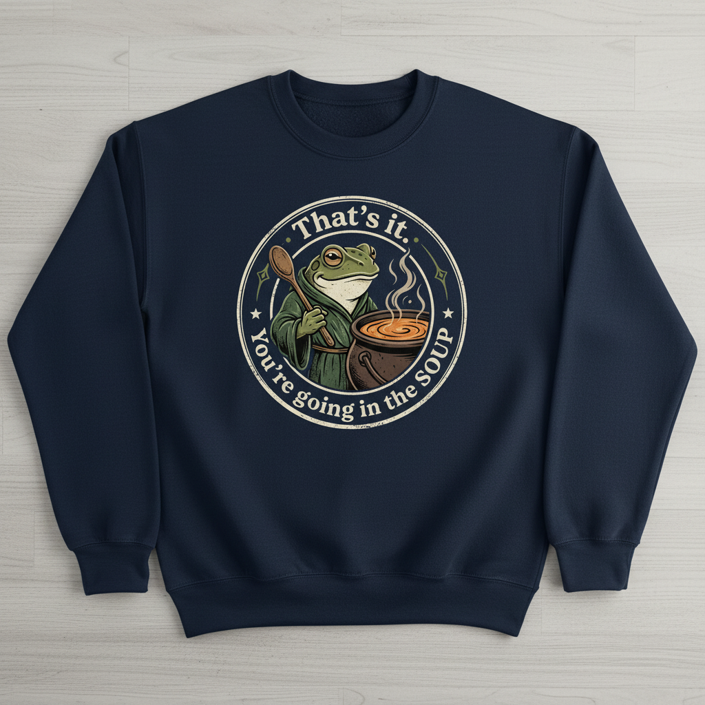 That's It You're Going In The Soup Frog Meme Sweatshirt - Navy