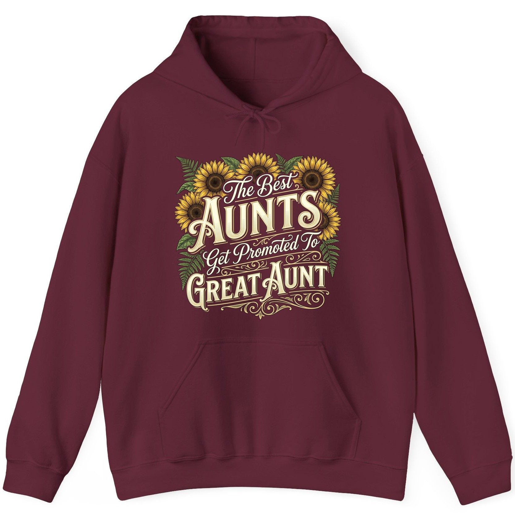 The Best AUNTS Get Promoted to GREAT AUNT Retro Hoodie - product mockup - Maroon