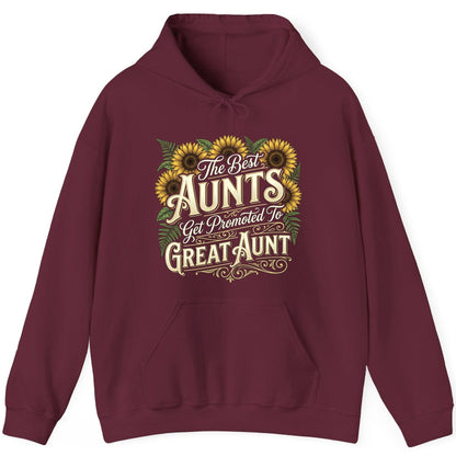 The Best AUNTS Get Promoted to GREAT AUNT Retro Hoodie - product mockup - Maroon