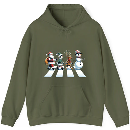 Christmas Abbey Road Parody Christmas abbey road parody Hoodie Military Green product mockup