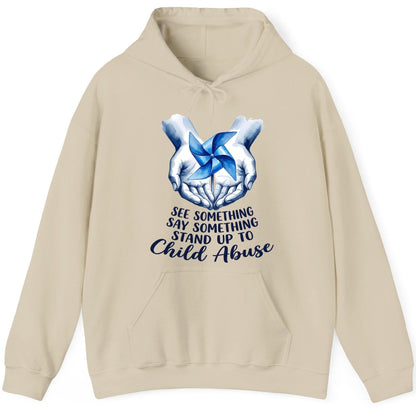 SEE Something SAY Something STAND UP TO Child Abuse Awareness Hoodie - product mockup - Sand