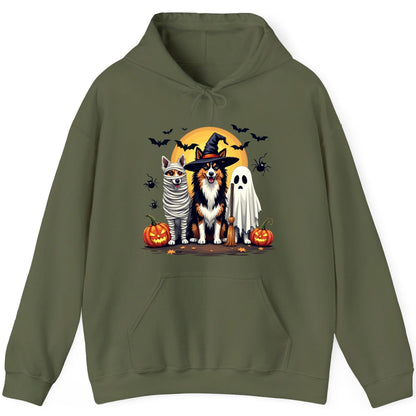 Halloween Dogs in Costumes Halloween dogs Hoodie Military Green product mockup