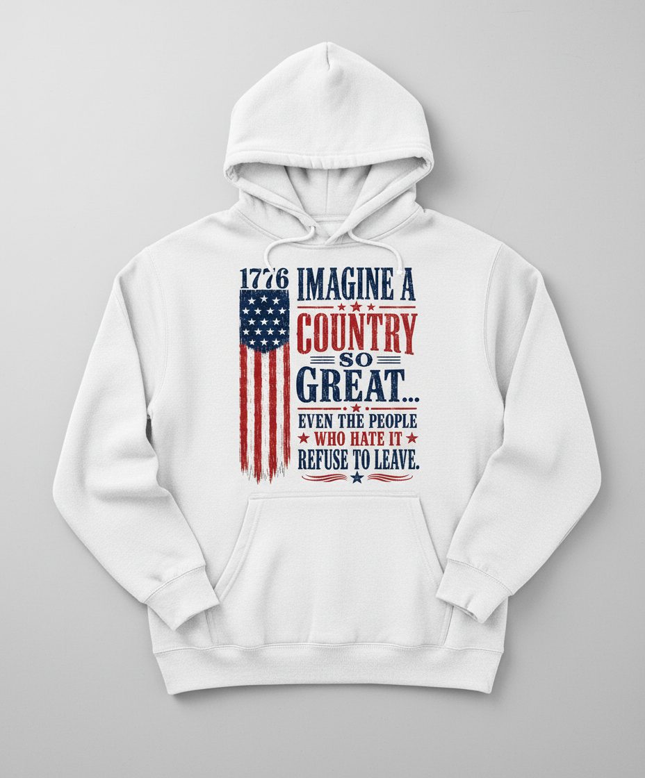 Imagine a Country So Great Patriotic Vintage American Hoodie - product mockup - White