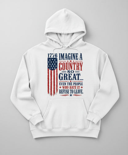 Imagine a Country So Great Patriotic Vintage American Hoodie - product mockup - White