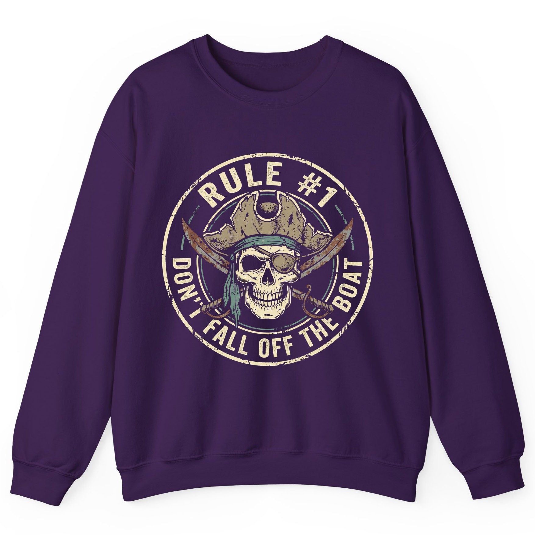 Rule 1 Don't Fall Off the Boat pirate Sweatshirt Purple product mockup