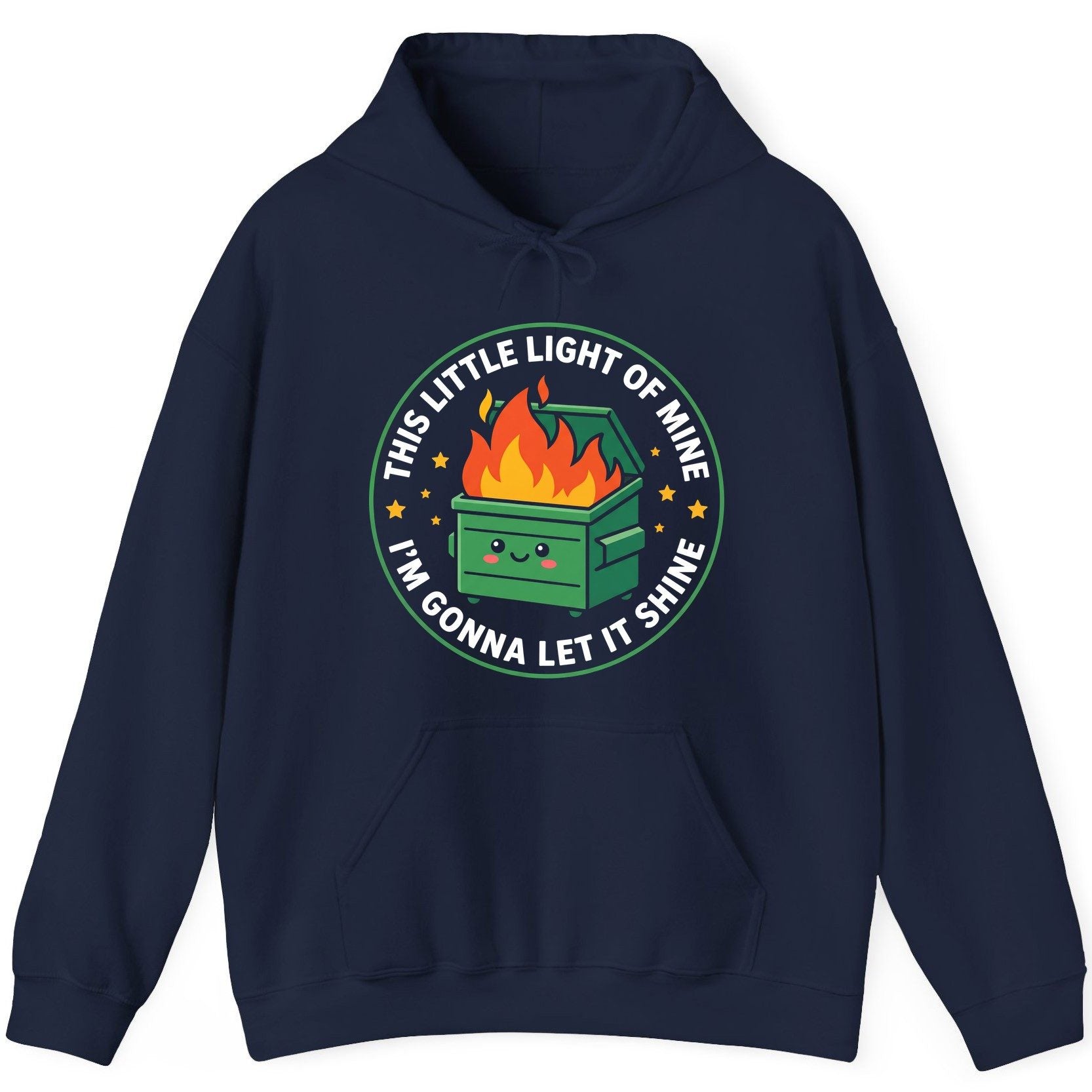 This little light of mine I'm gonna let it shine Dumpster Fire Hoodie Navy product mockup