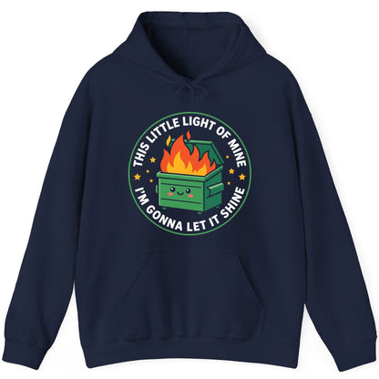 This little light of mine I'm gonna let it shine Dumpster Fire Hoodie Navy product mockup