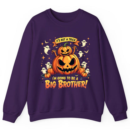 It's Not a Trick I'm Going to Be a Big Brother! Halloween big brother announcement Sweatshirt Purple product mockup