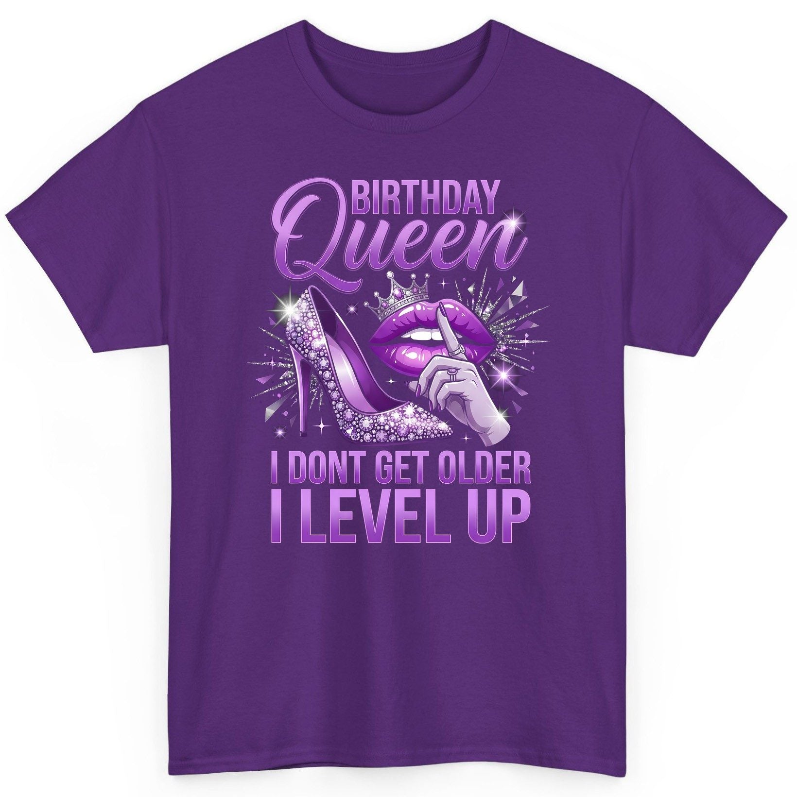 Birthday Queen I Don't Get Older I Level Up birthday celebration T-Shirt Purple product mockup