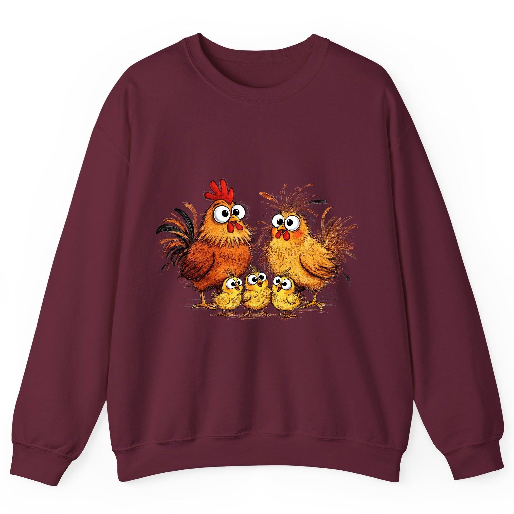 Funny Chicken Family chicken family Sweatshirt Maroon product mockup