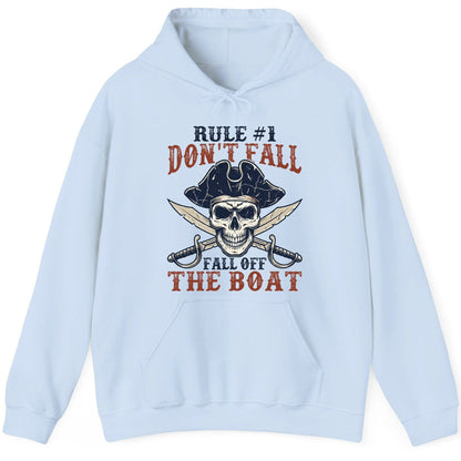 Rule 1 Don't Fall Off the Boat pirate Hoodie Light Blue product mockup