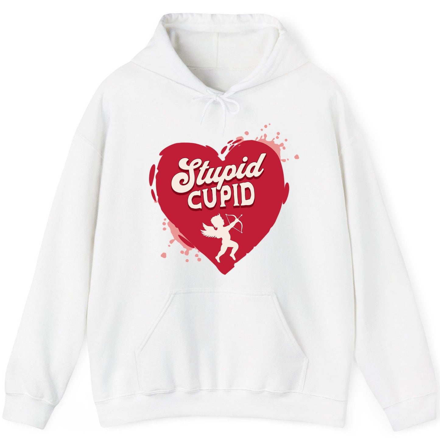 Stupid Cupid anti-Valentine's Day Hoodie White product mockup