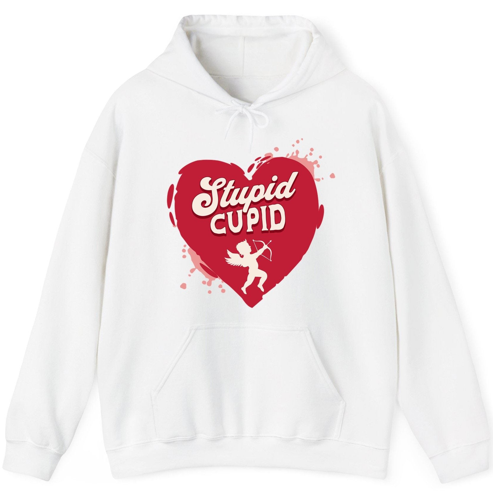Stupid Cupid anti-Valentine's Day Hoodie White product mockup