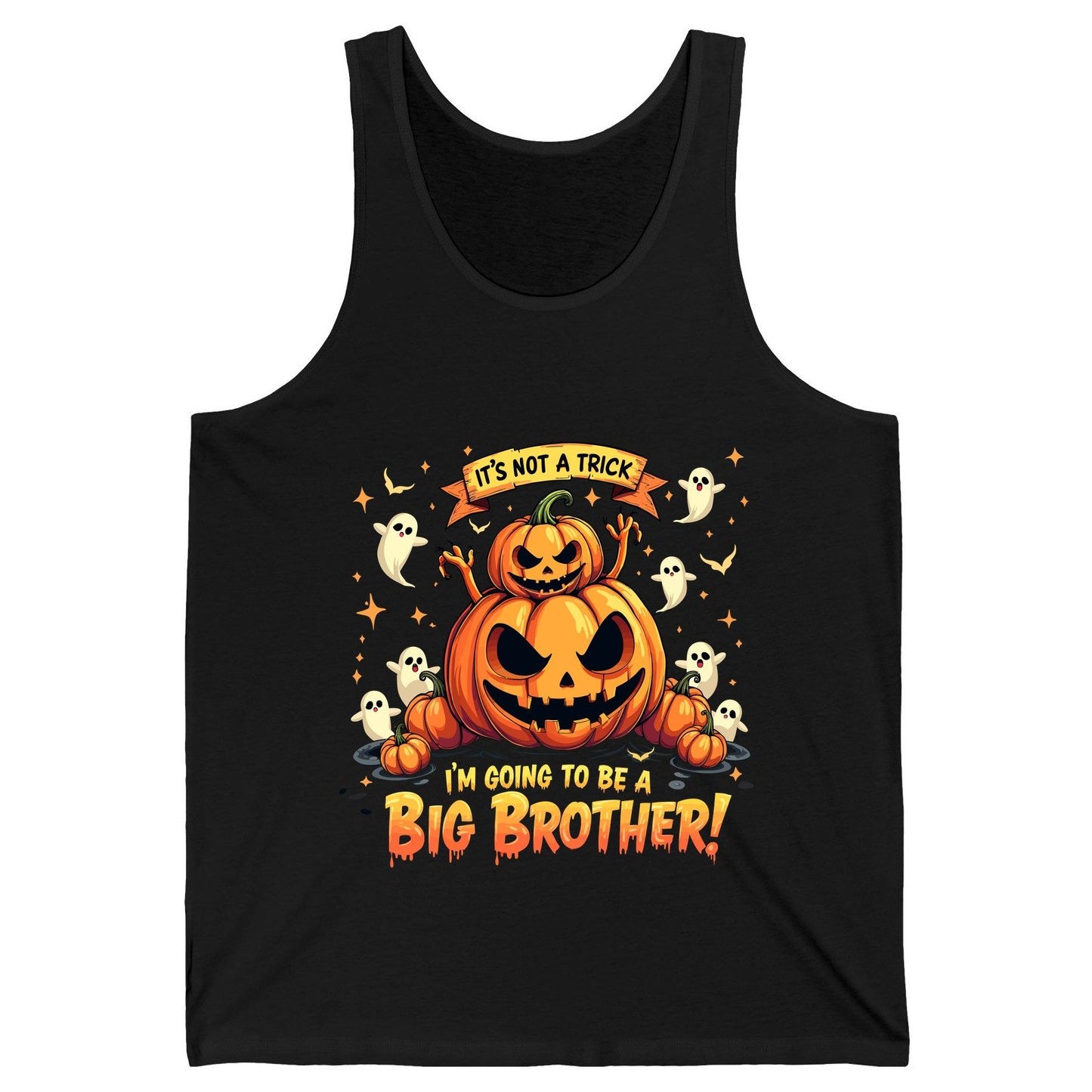 It's Not a Trick I'm Going to Be a Big Brother! Halloween big brother announcement Tank Top Black product mockup