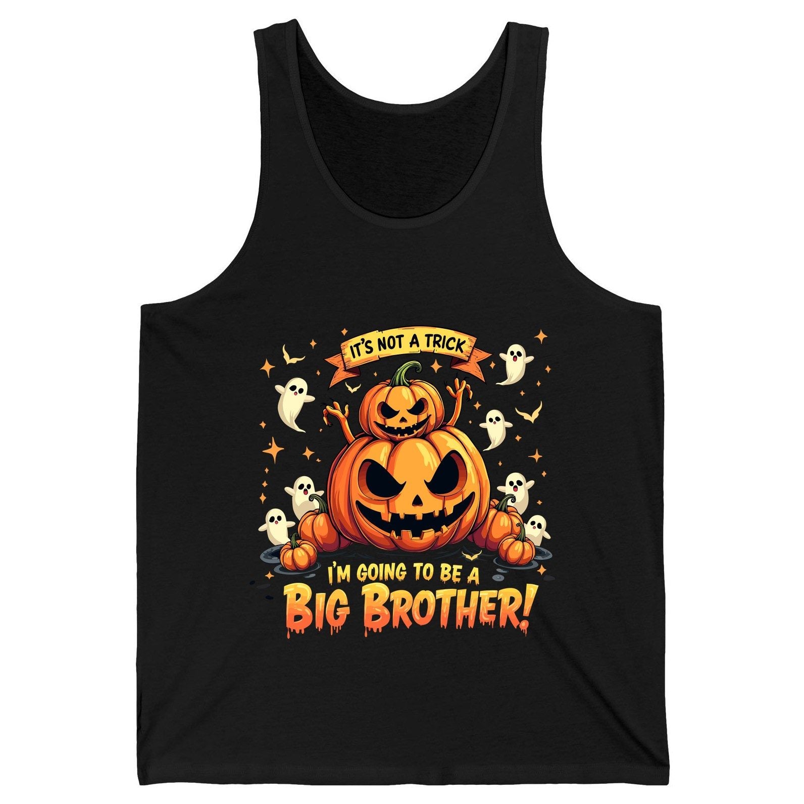 It's Not a Trick I'm Going to Be a Big Brother! Halloween big brother announcement Tank Top Black product mockup
