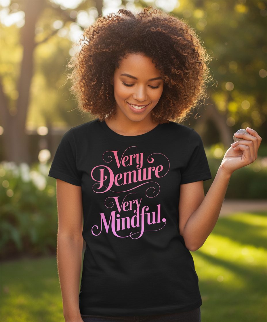 Very Demure Very Mindful mindfulness T-Shirt Black lifestyle mockup