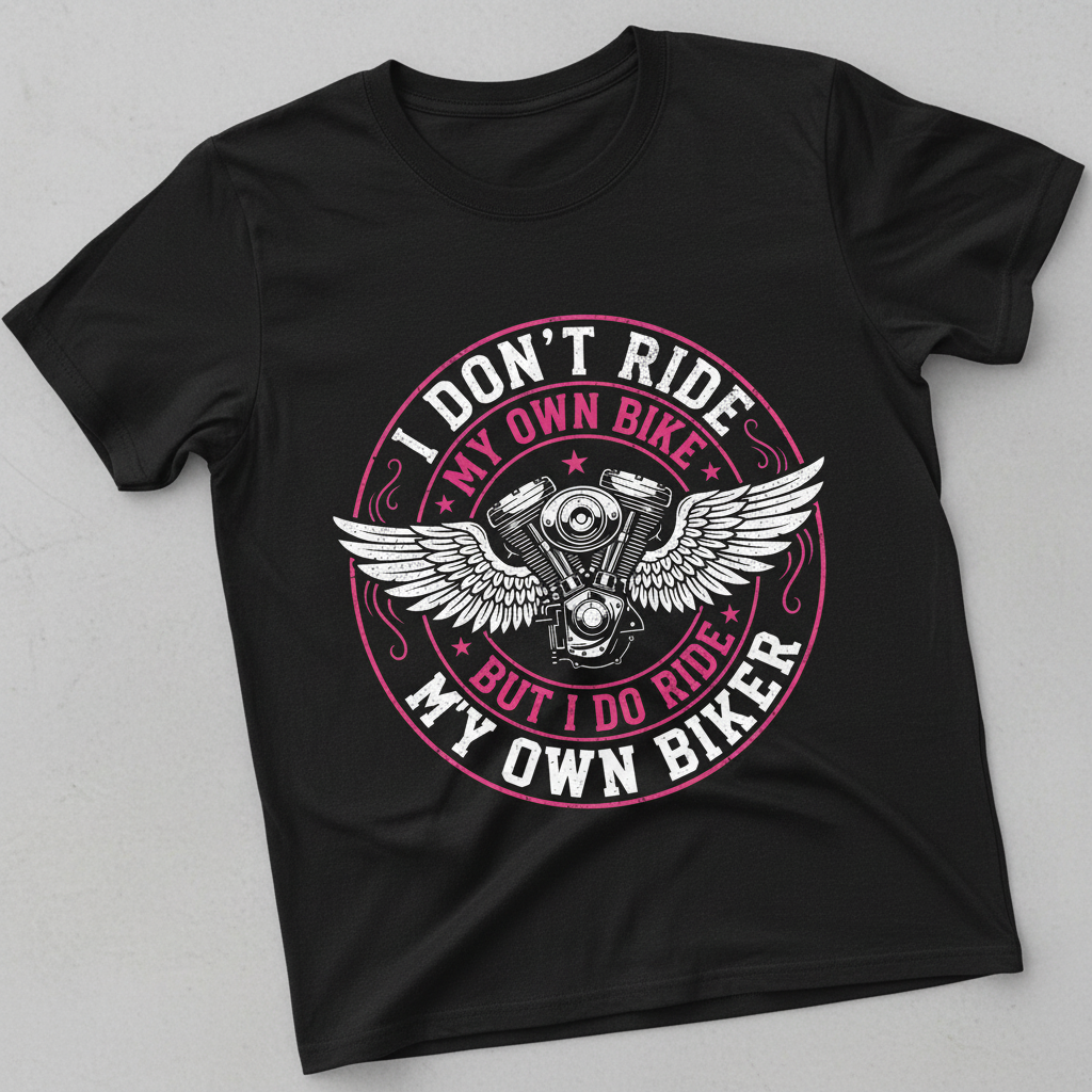 I Don't Ride My Own Bike But I Do Ride My Own Biker Funny Quote T-Shirt - Black