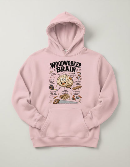 Woodworker Brain Funny Woodworking Hoodie - product mockup - Light Pink