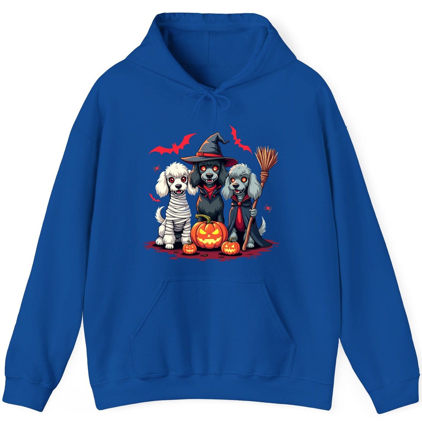 Spooky Poodle Trio Halloween dogs Hoodie Royal product mockup