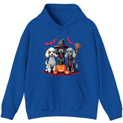 Spooky Poodle Trio Halloween dogs Hoodie Royal product mockup