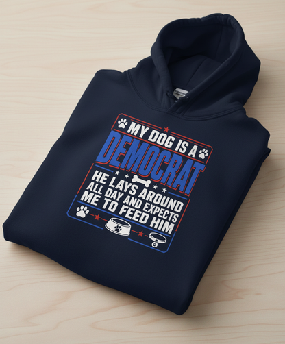 My Dog Is A Democrat Funny Political Dog Lover Design Hoodie - Navy