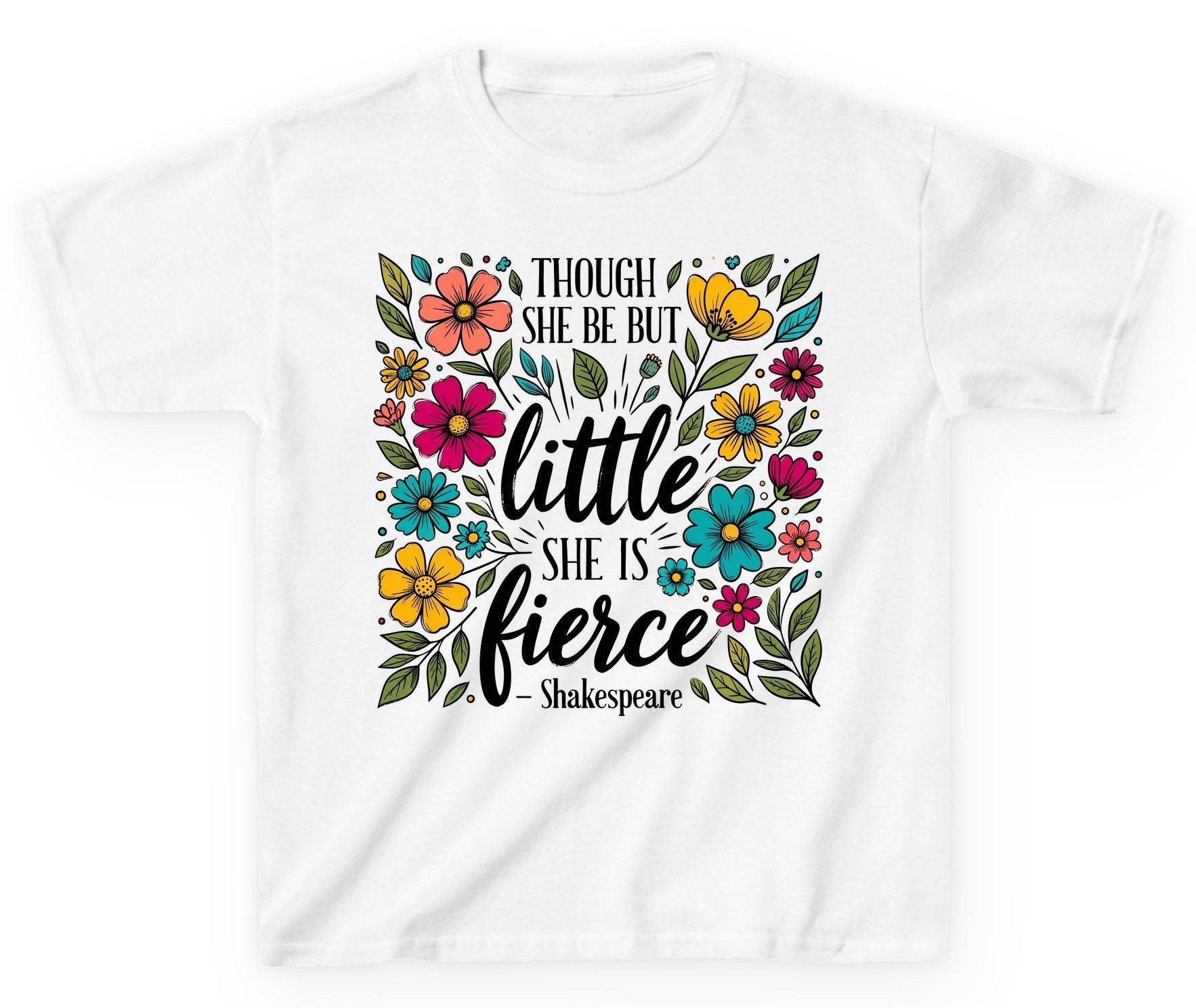 Though She Be but Little, She Is Fierce - Shakespeare shakespeare quote Youth T-Shirt White product mockup