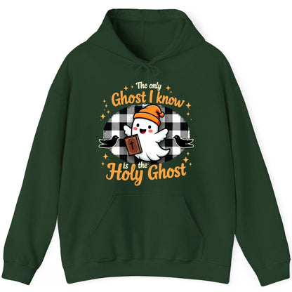 The Only Ghost I Know Is the Holy Ghost christian Halloween Hoodie Forest Green product mockup