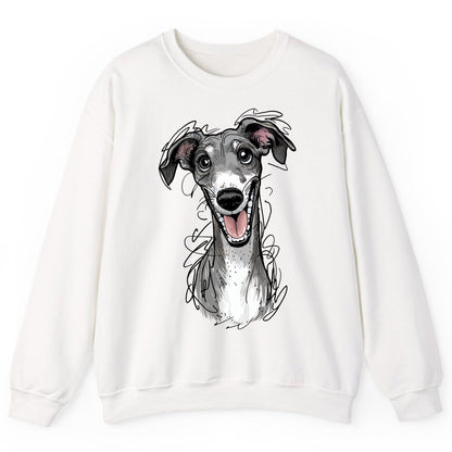 Smiling Greyhound Caricature greyhound Sweatshirt White product mockup
