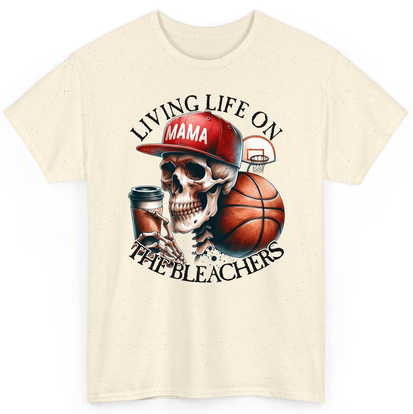 Living Life on the Bleachers Mama basketball mom T-Shirt Natural product mockup