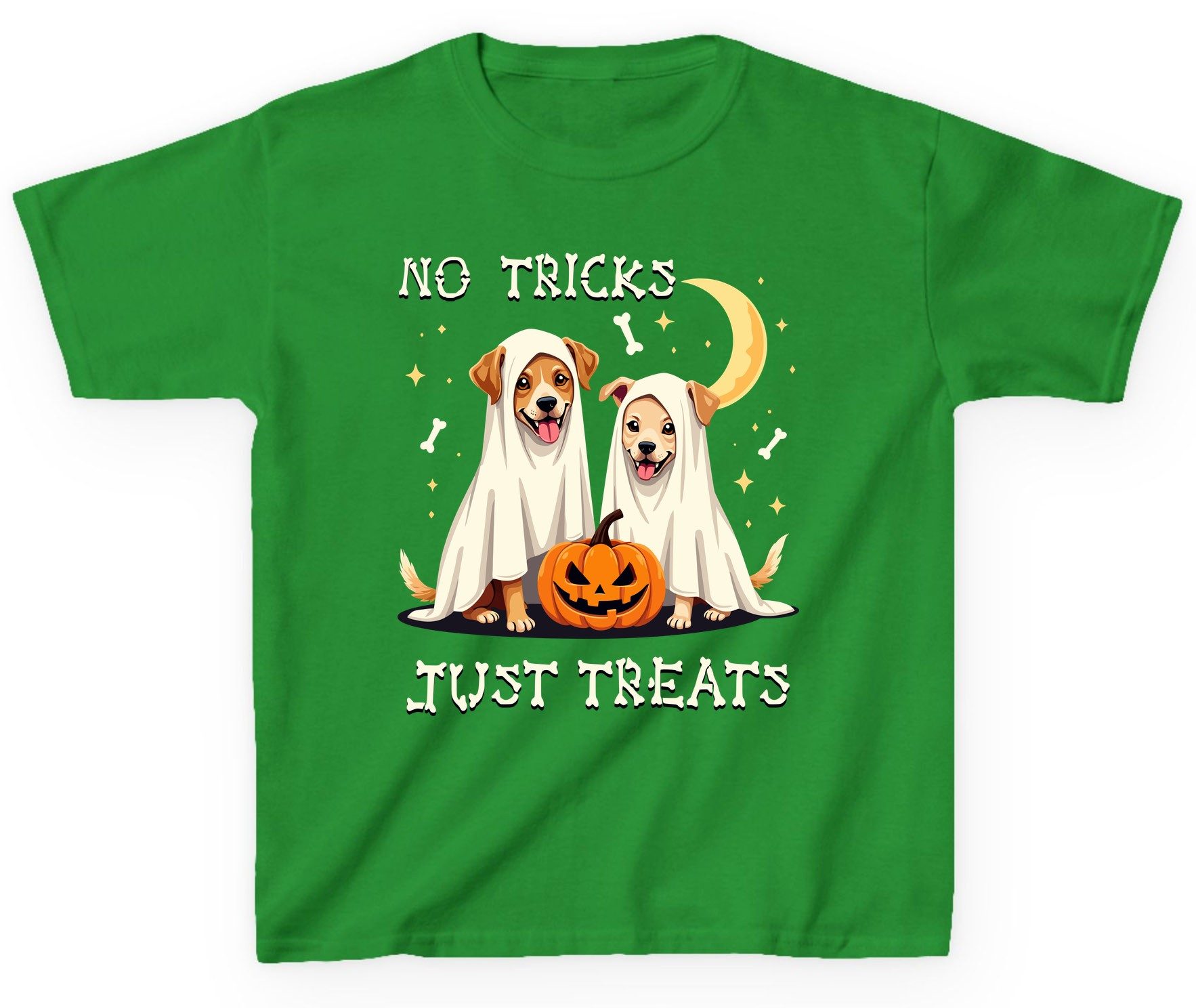 No Tricks Just Treats Halloween dogs Youth T-Shirt Irish Green product mockup